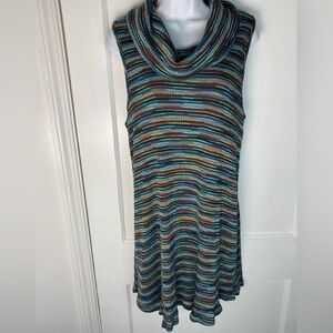 Altar’d State Multicolor Striped Sleeveless Cowl Neck Midi Dress